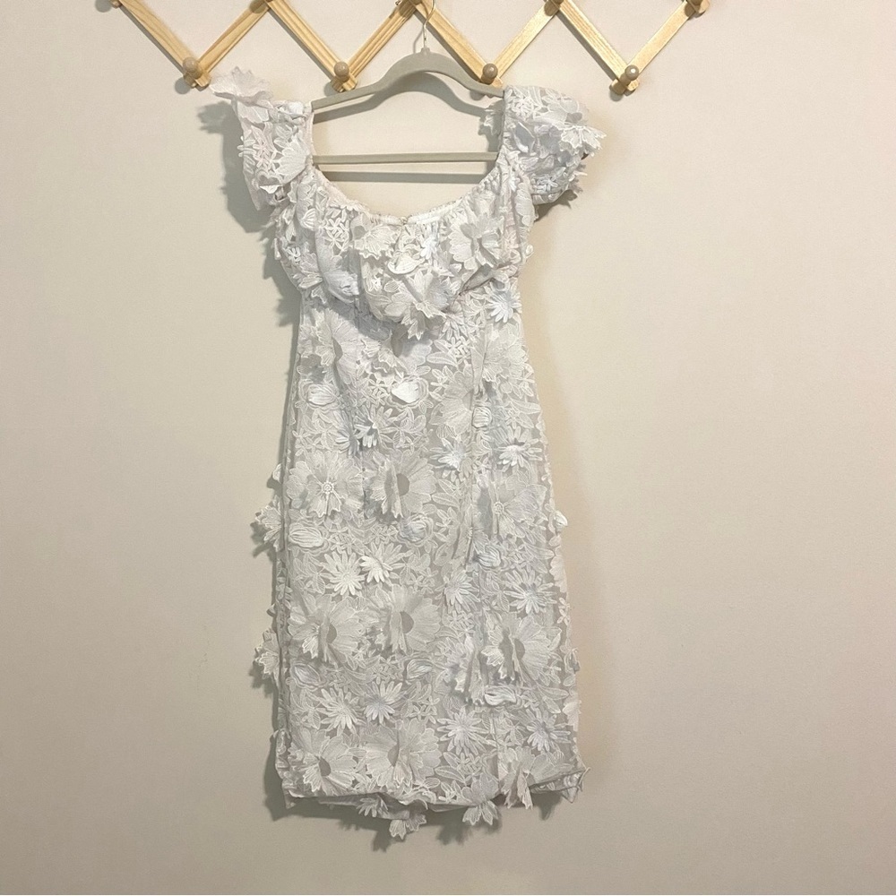 LPA White Floral Appliqué Midi Dress size Small